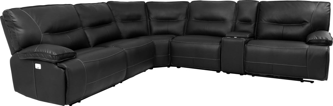 Modern Living - Spartacus 6 Piece Power Reclining Sectional with USB Port & Power Headrest in Black - MSPA-PACKA(H)-BLC