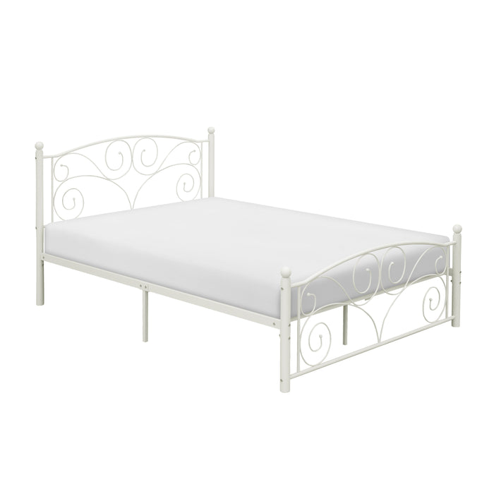 Pallina White Full Metal Platform Bed