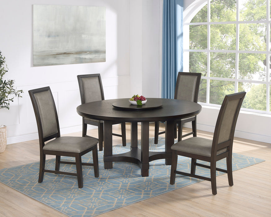 Jeffries Brown Round Dining Table with Lazy Susan