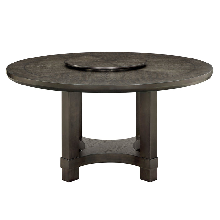 Jeffries Brown Round Dining Table with Lazy Susan