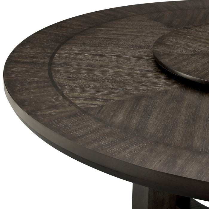 Jeffries Brown Round Dining Table with Lazy Susan