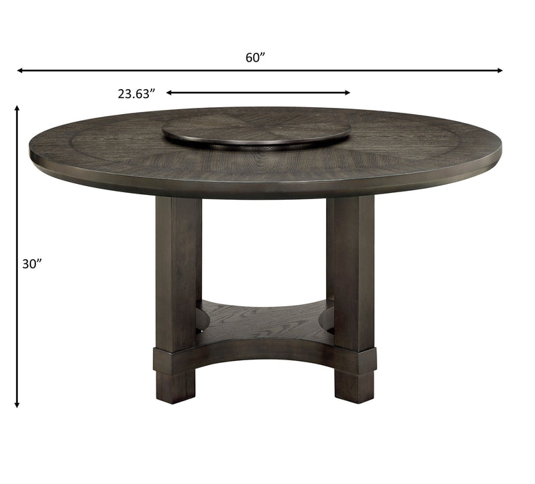 Jeffries Brown Round Dining Table with Lazy Susan