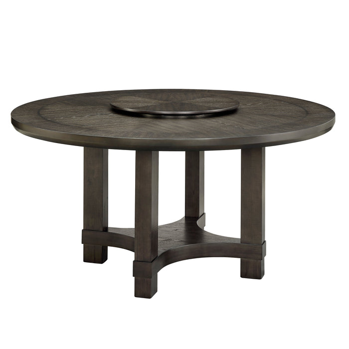 Jeffries Brown Round Dining Table with Lazy Susan