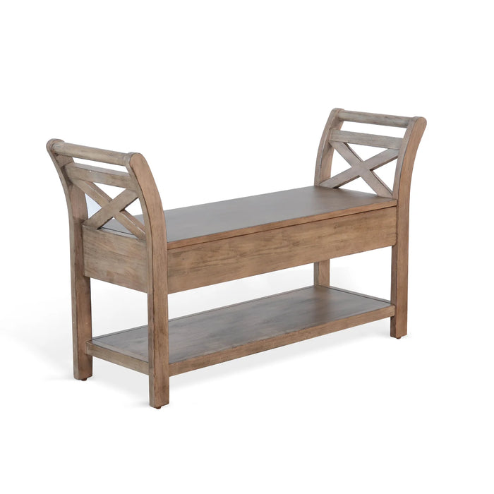 Purity Craft Accent Bench with Storage, Wood Seat Buckskin