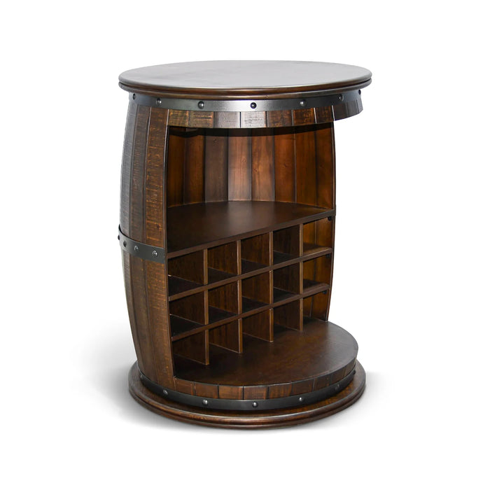 Purity Craft Half Barrel Wine Bar with Metal Accents Tobacco Leaf