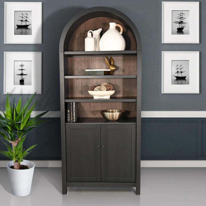 Purity Craft Arched Display Cabinet with Doors Black Magic