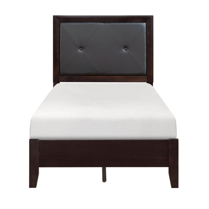 Edina Espresso Twin Upholstered Panel Bed