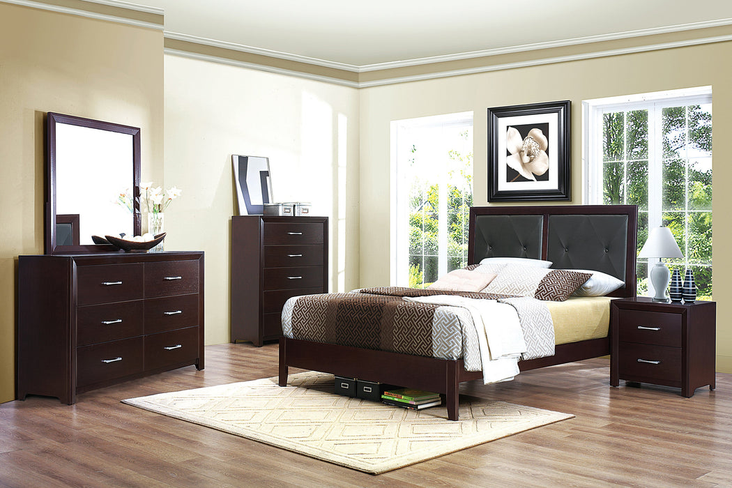 Edina Espresso Full Upholstered Panel Bed