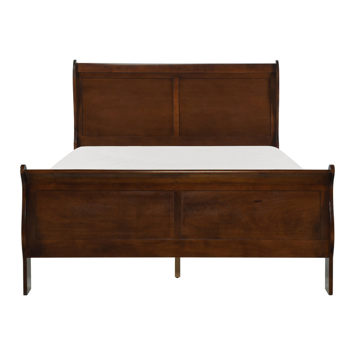 Mayville Brown Cherry Queen Sleigh Bed