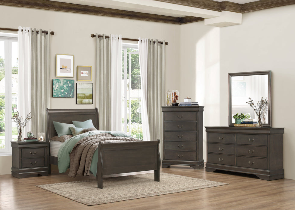 Mayville Stained Gray Twin Sleigh Bed