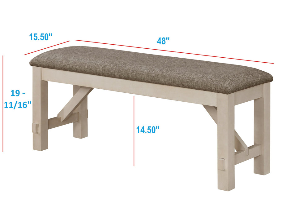 Maribelle Chalk/Gray Dining Bench