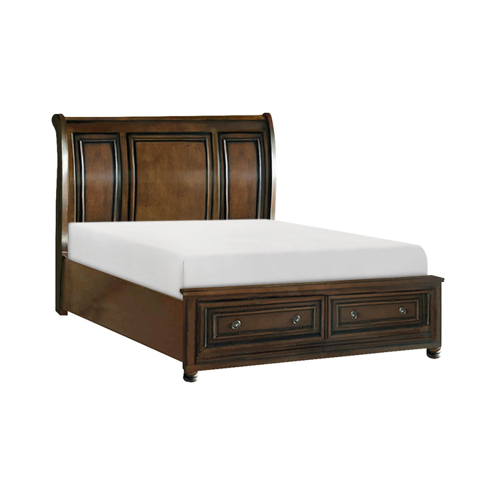 Cumberland Brown Cherry Full Sleigh Storage Platform Bed