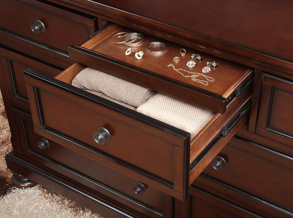 Cumberland Brown Cherry Sleigh Storage Platform Bedroom Set