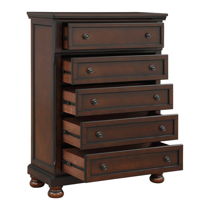 Cumberland Brown Cherry Sleigh Storage Platform Bedroom Set