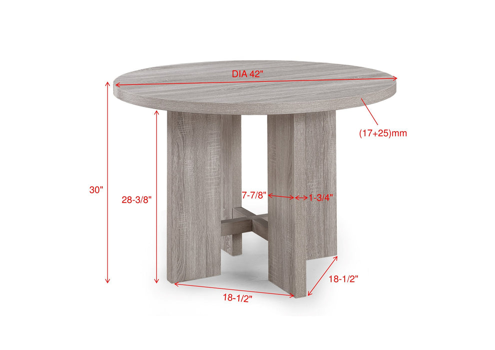 Amara Driftwood 5-Piece Round Dining Set