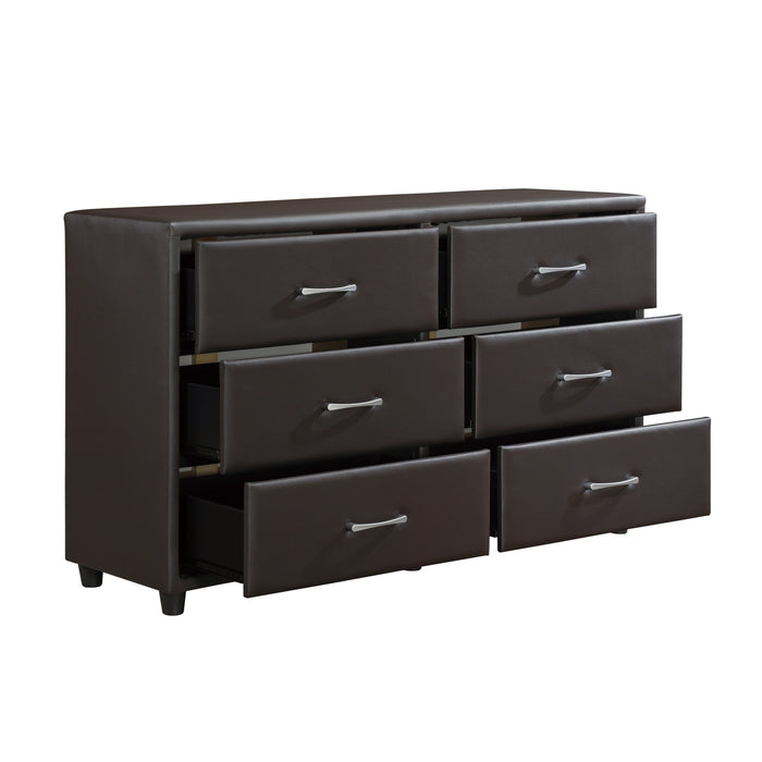 Lorenzi Dark Brown Upholstered Platform Youth Bedroom Set