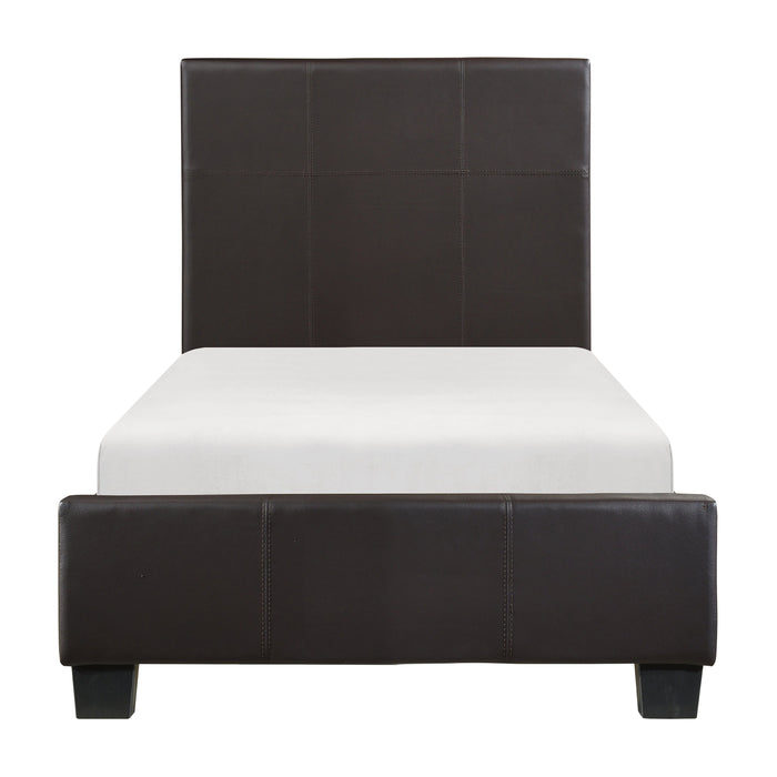 Lorenzi Dark Brown Twin Upholstered Platform Bed