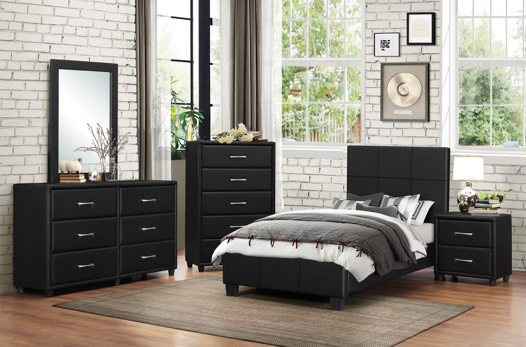 Lorenzi Black Twin Upholstered Platform Bed