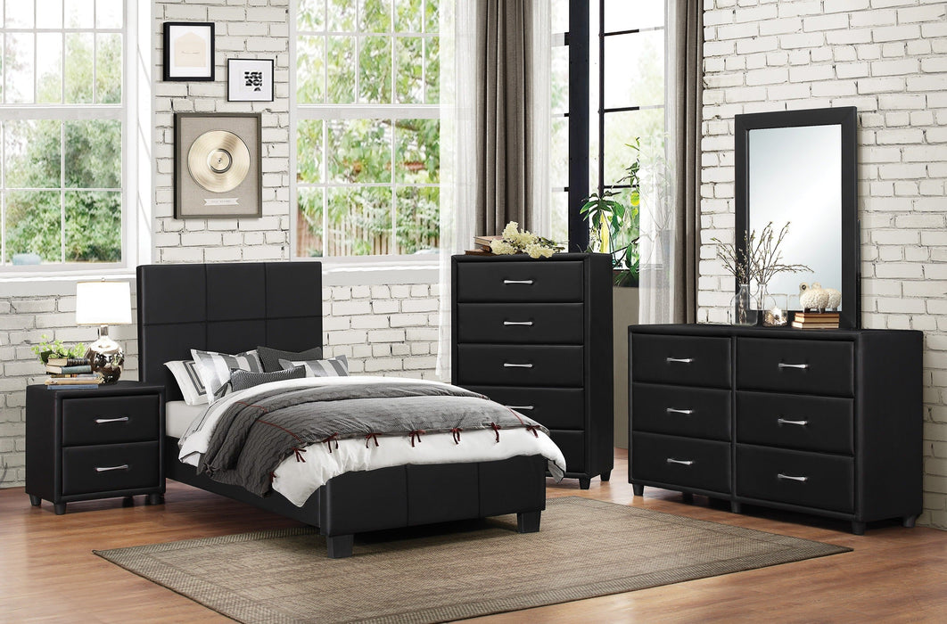 Lorenzi Black Upholstered Platform Youth Bedroom Set