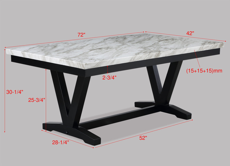 Tanner White/Black Faux Marble Dining Table