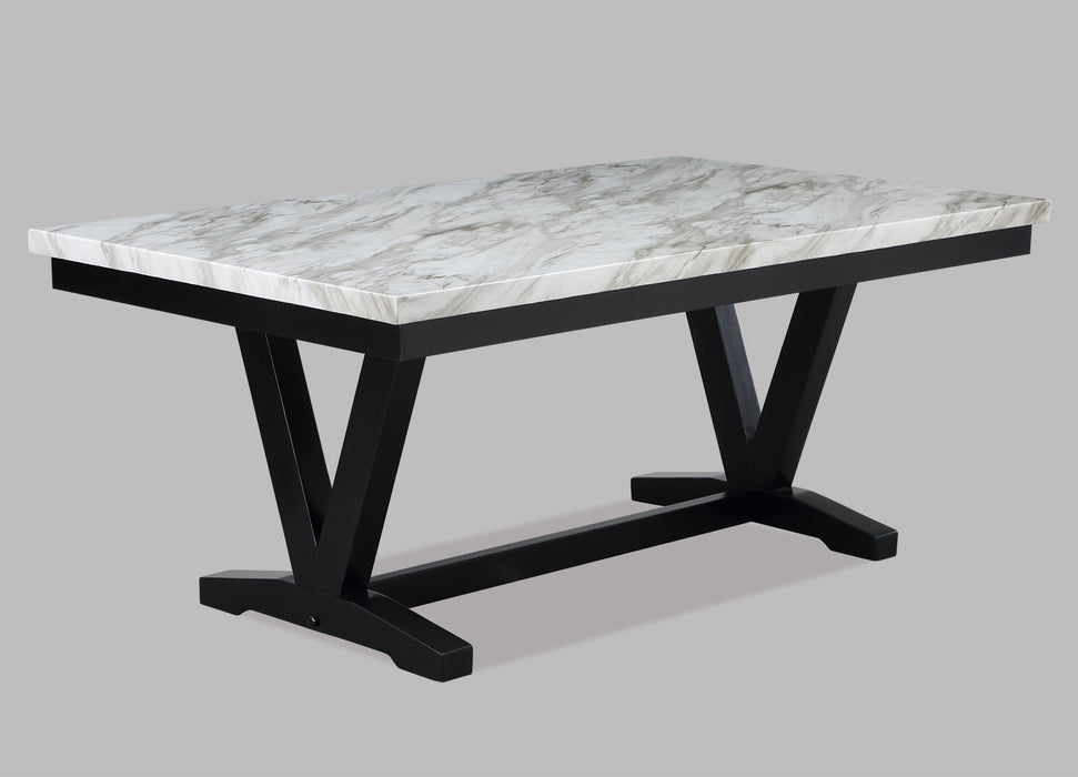 Tanner White/Black Faux Marble Dining Table