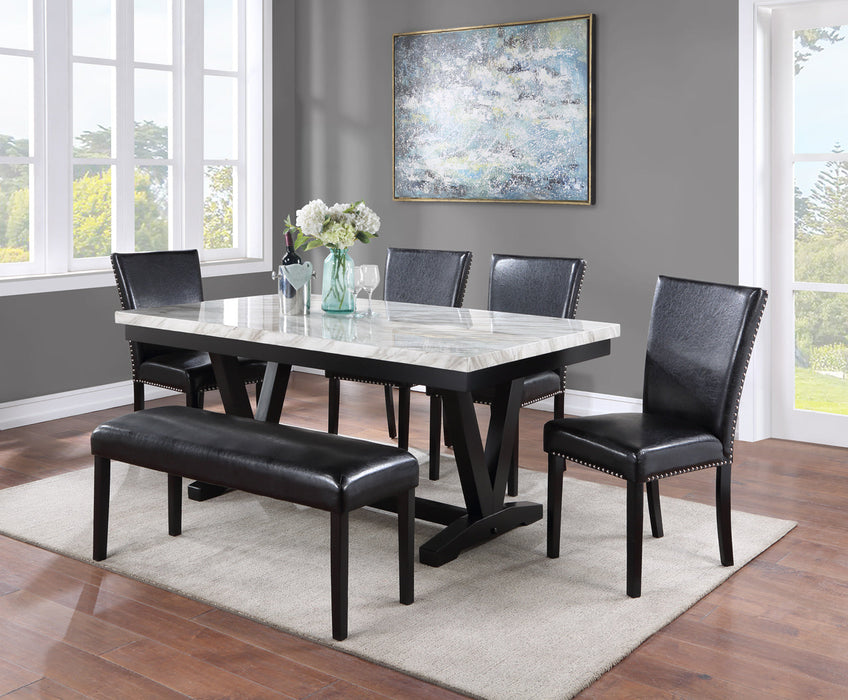 Tanner White/Black Faux Marble Dining Table