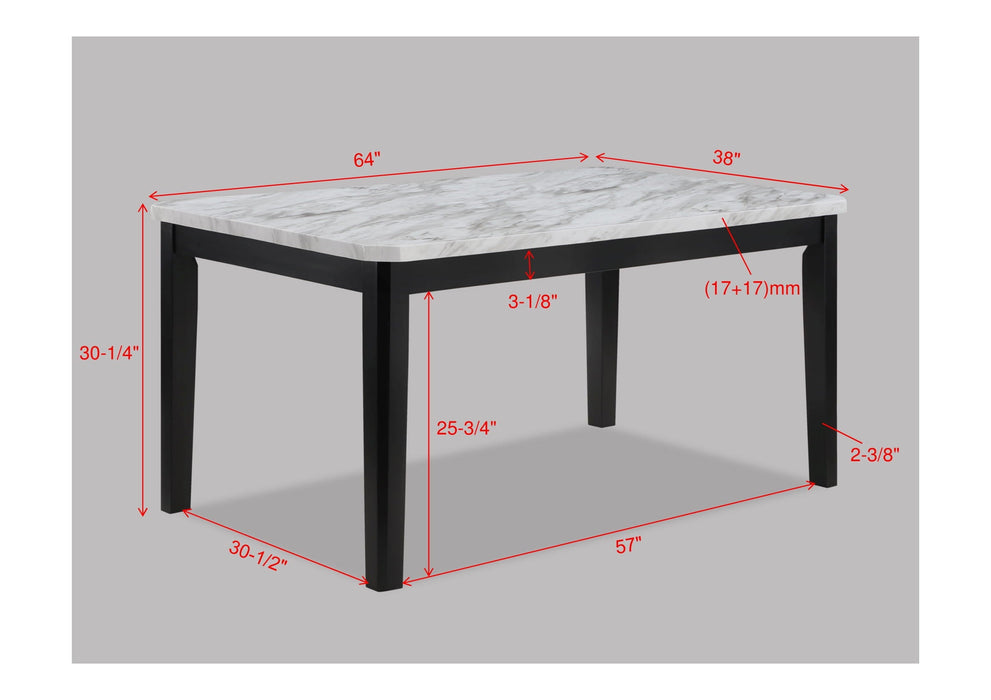 Pascal White/Black Faux Marble Dining Table