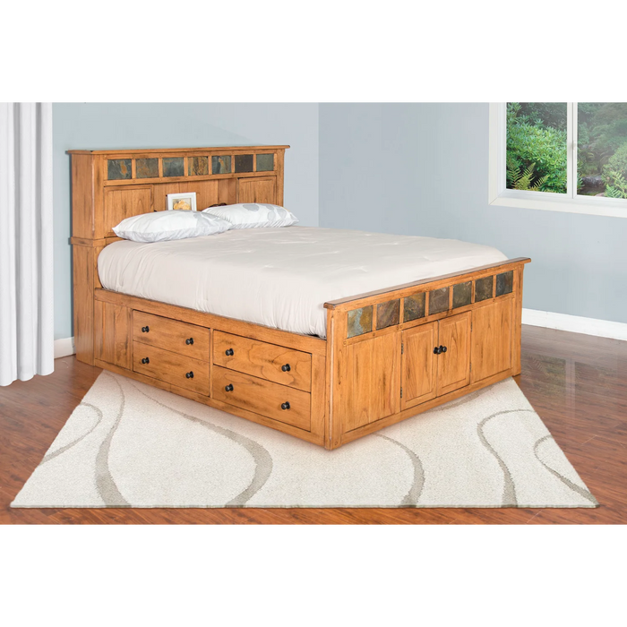 Purity Craft Eastern King Storage Bed with Slate Rustic Oak