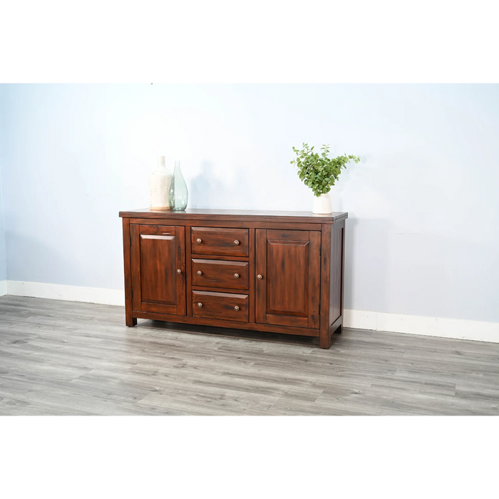 Purity Craft Tuscany 66' Farmhouse Wood Buffet in Medium Brown Vintage Mocha