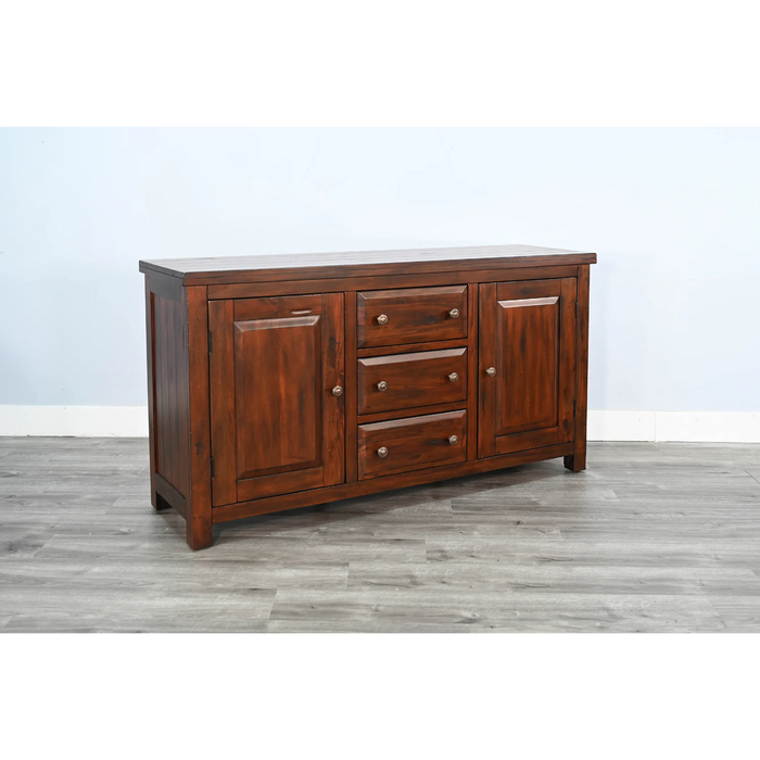 Purity Craft Tuscany 66' Farmhouse Wood Buffet in Medium Brown Vintage Mocha