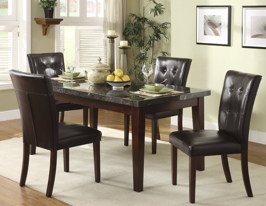 Decatur Dark Cherry Marble-Top Dining Set