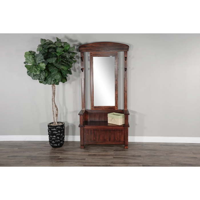 Purity Craft 78' 4-hook Farmhouse Wood Hall Tree Dark Chocolate