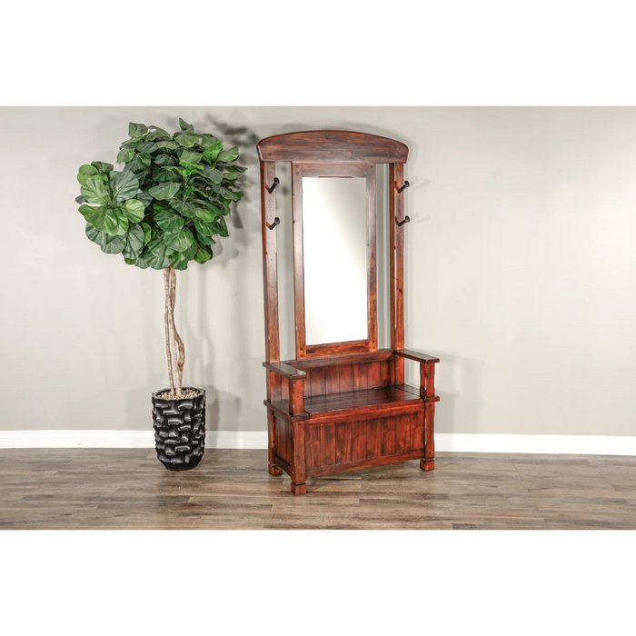 Purity Craft 78' 4-hook Farmhouse Wood Hall Tree Dark Chocolate