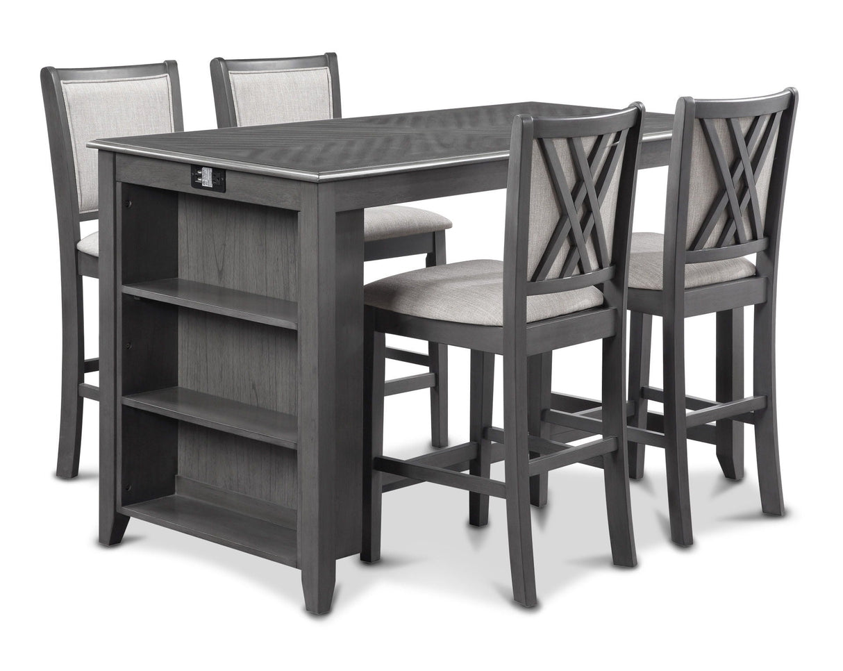 Amy - 60' Counter Table & Chairs With Storage
