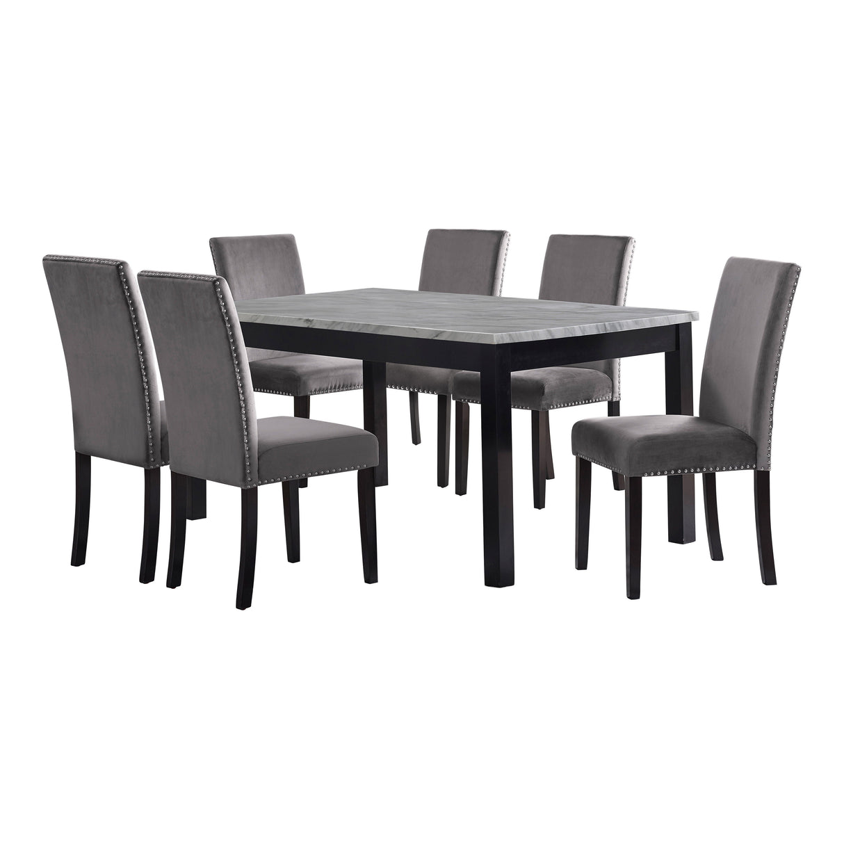 Celeste - 64' Dining Table With 6 Chairs - Gray