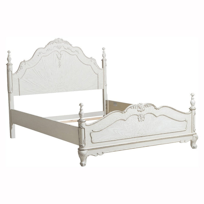 Cinderella Antique White Full Poster Bed