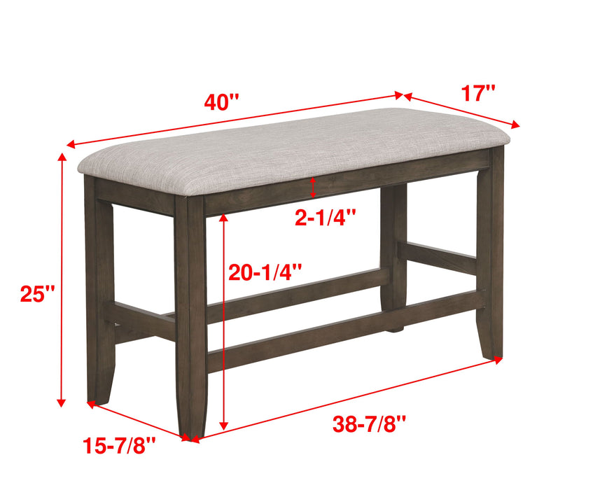 Fulton Gray Counter Height Dining Bench