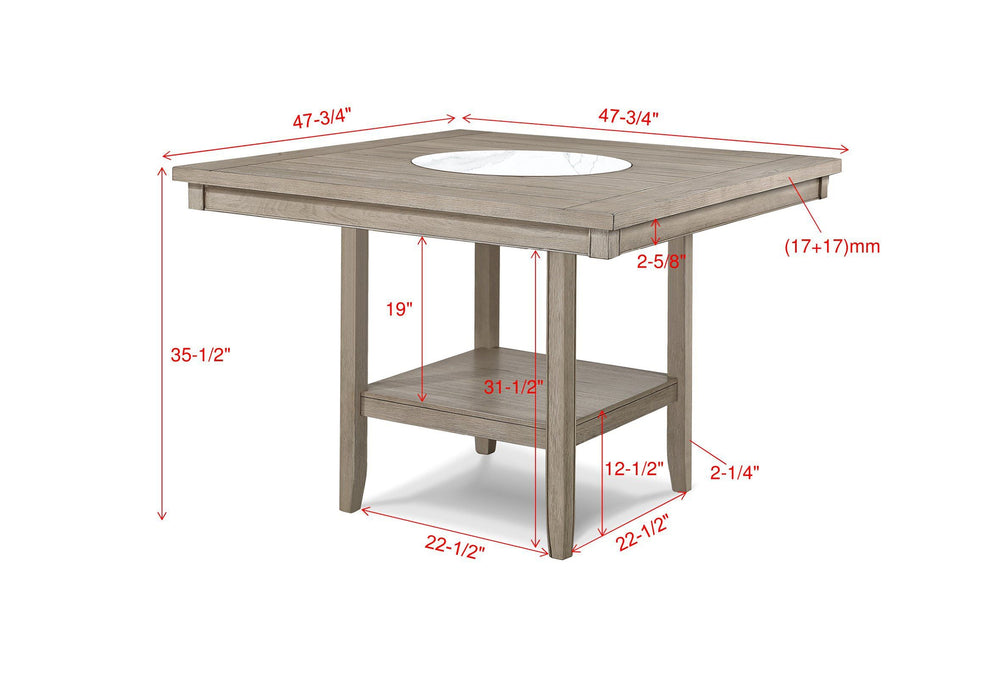 Fulton White Oak Counter Height Dining Table with Lazy Susan