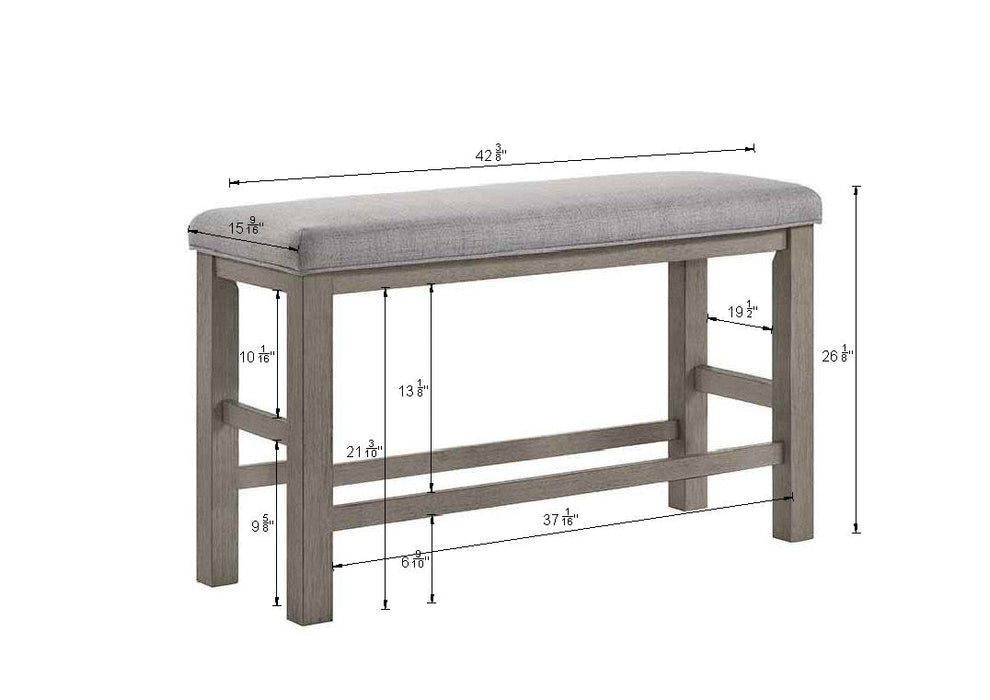 Renwick Gray Counter Height Dining Bench