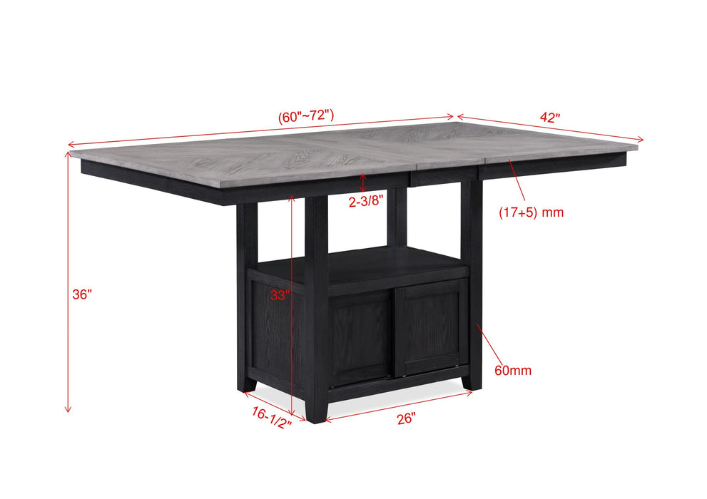 Buford Charcoal Black/Light Gray Counter Height Table