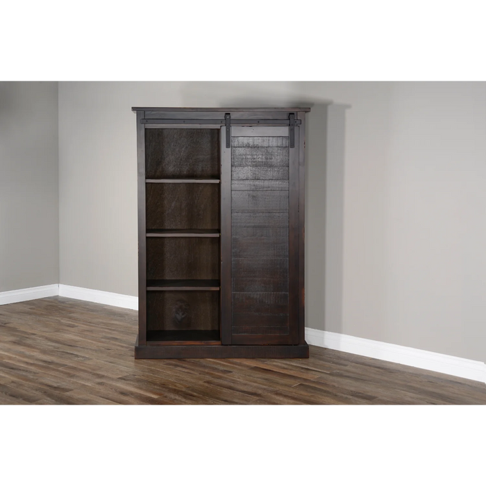 Purity Craft 66' Adjustable Shelf Barn Door Wood Bookcase in Charred Oak