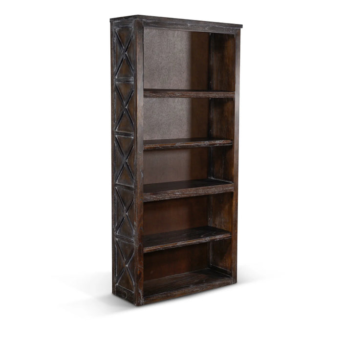 Purity Craft Sofia 75.5' 5-shelf Farmhouse Wood Bookcase in Dark Brown European Dark