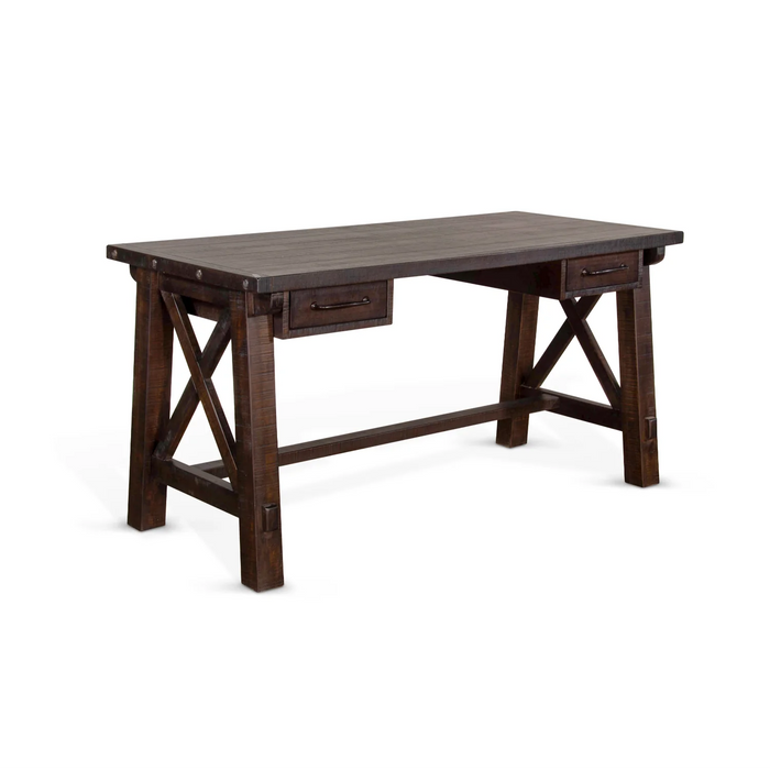 Purity Craft Vivian 58' 2-drawer Farmhouse Wood Writing Desk in Dark Brown Raisin