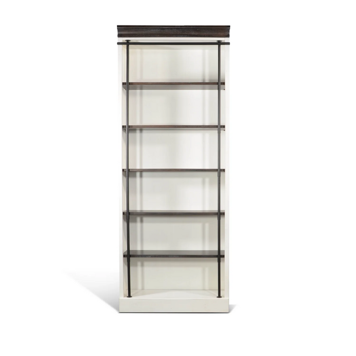 Purity Craft Carriage House Wood and Metal Bookcase with Post in Off White European Cottage