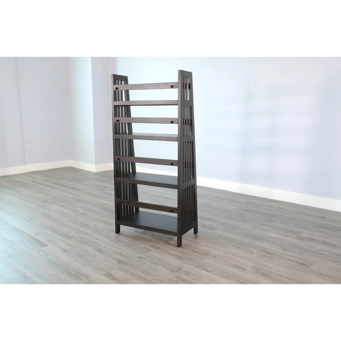 Purity Craft  60' Mahogany Wood Folding Bookcase Black Walnut