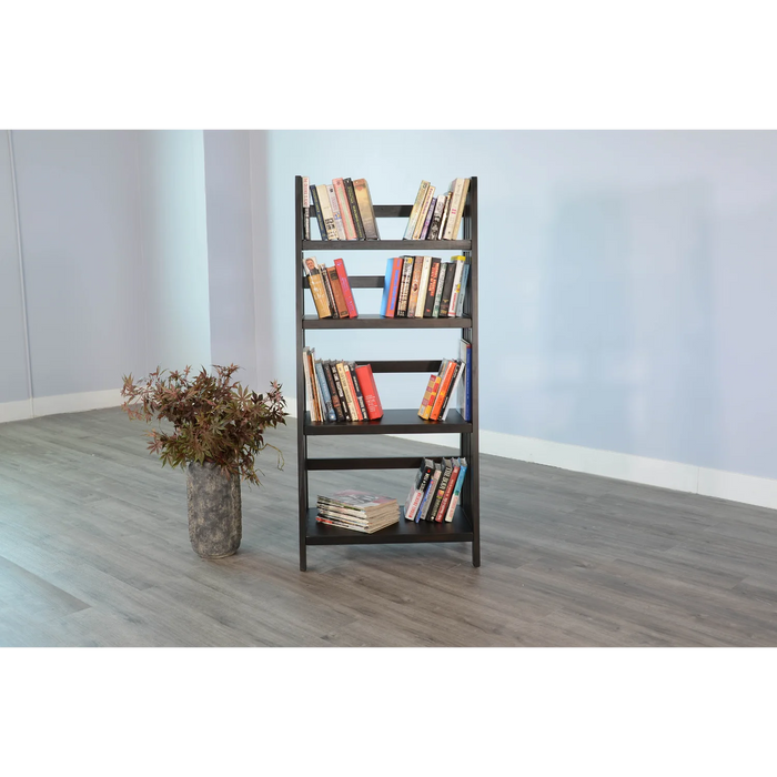 Purity Craft  60' Mahogany Wood Folding Bookcase Black Walnut