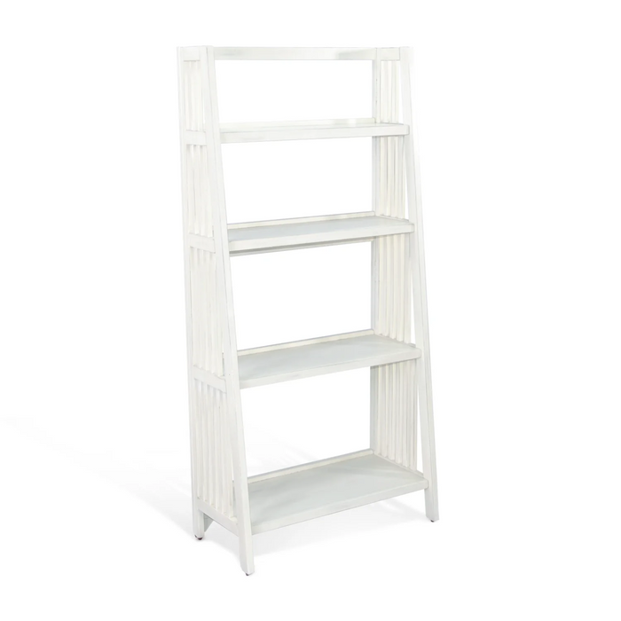 Purity Craft  60' Mahogany Wood Folding Bookcase Marble White