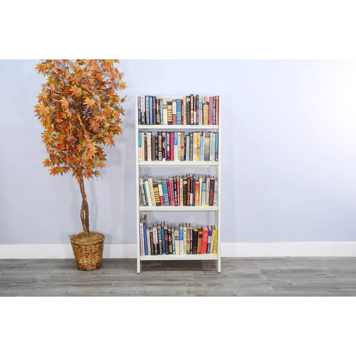 Purity Craft  60' Mahogany Wood Folding Bookcase Marble White