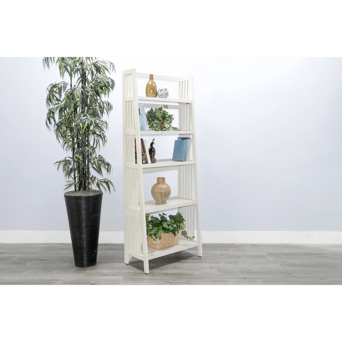 Purity Craft  72' Mahogany Wood Folding Bookcase Marble White