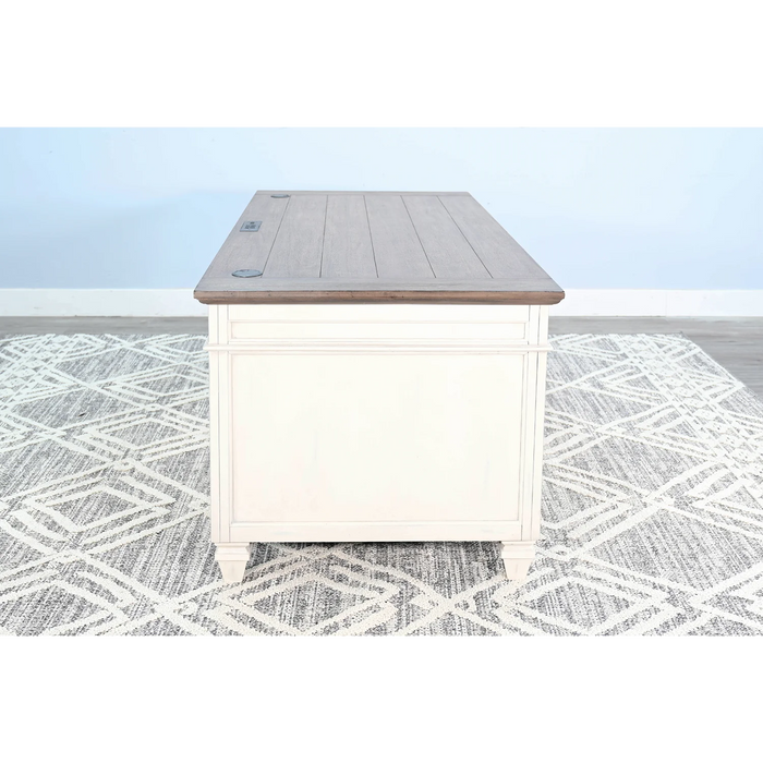 Purity Craft White Desk with Drawers Marble White and Buck Skin